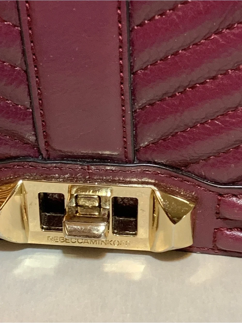 Rebecca Minkoff Love Quilted Leather Crossbody in Merlot
